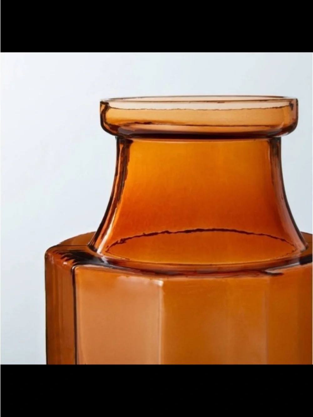 Octagonal Amber Glass Bottle Vase Large-Hearth & Hand with Magnolia